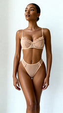 Elegant Beige Veil - Lingerie Set